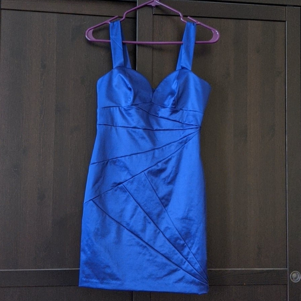 H&M faux wrap royal blue dress sz 6